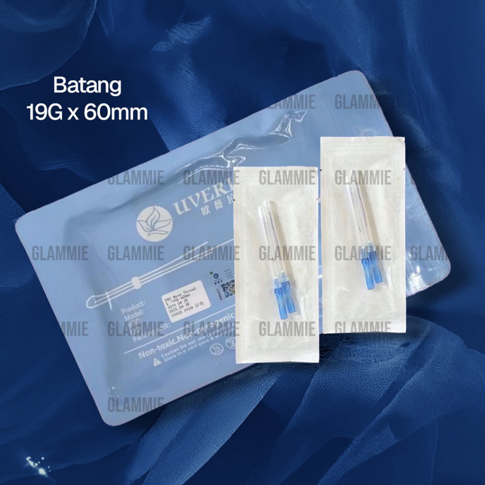 KODE W73V Ecer isi 2 Benang Uverla Benang Hidung Cuping PDO PCL 19G x 6MM 38MM