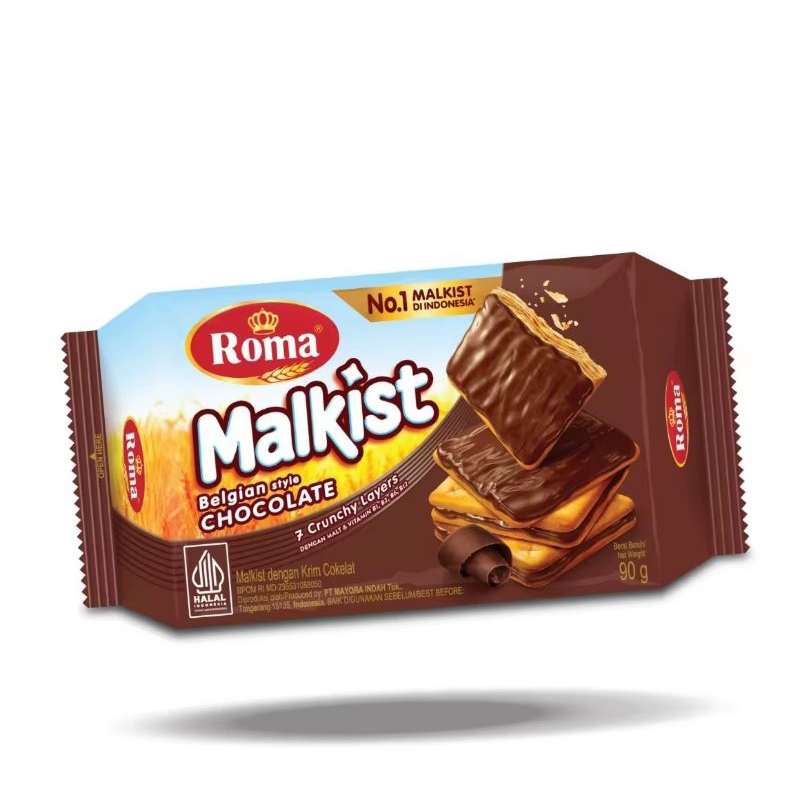 

Roma Malkist Belgian Style Chocolate | Biskuit Premium Cokelat Belgia | Snack Renyah & Lezat