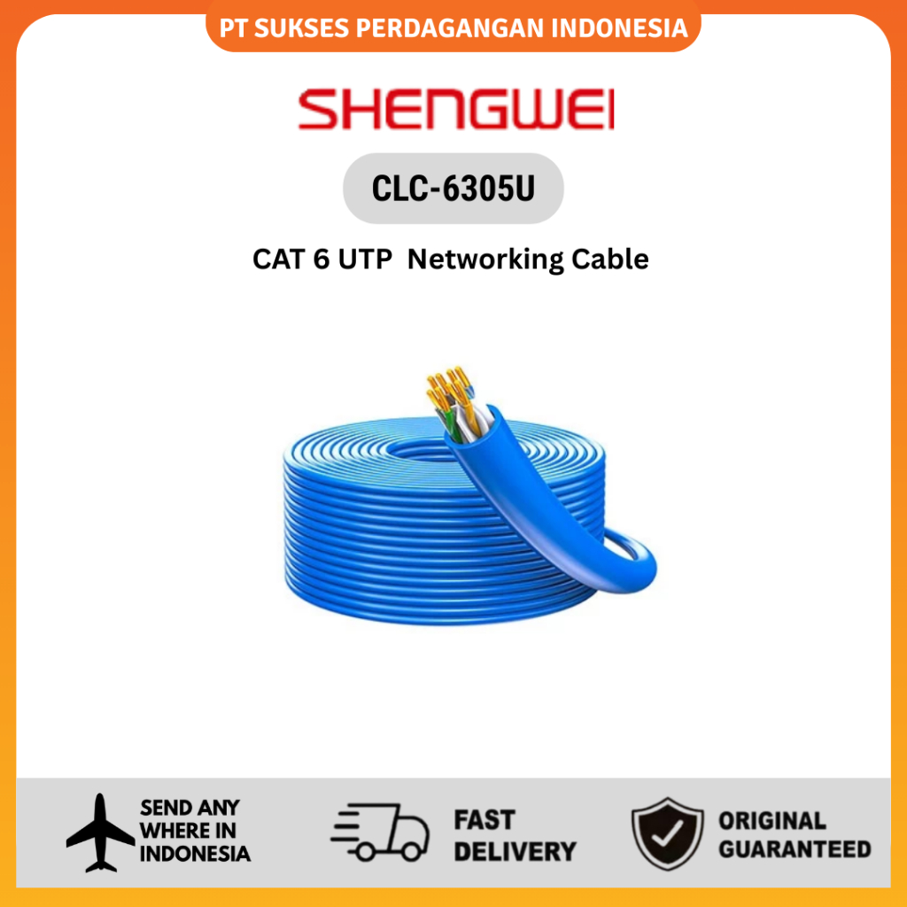 Shengwei Kabel LAN Biru CAT 6 UTP  Networking Cable Blue Fluke CLC-6305U