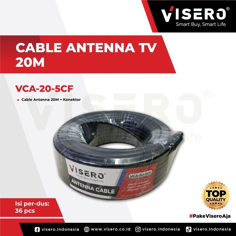 Kabel Rg6 15Meter Visero dengan Konektor F