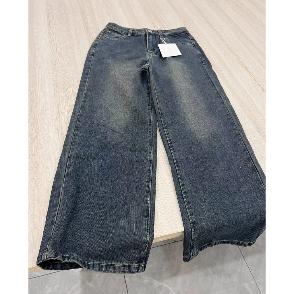 【Luck wanita】Highwaist Kulot Celana Jeans Panjang Wanita Biru retro