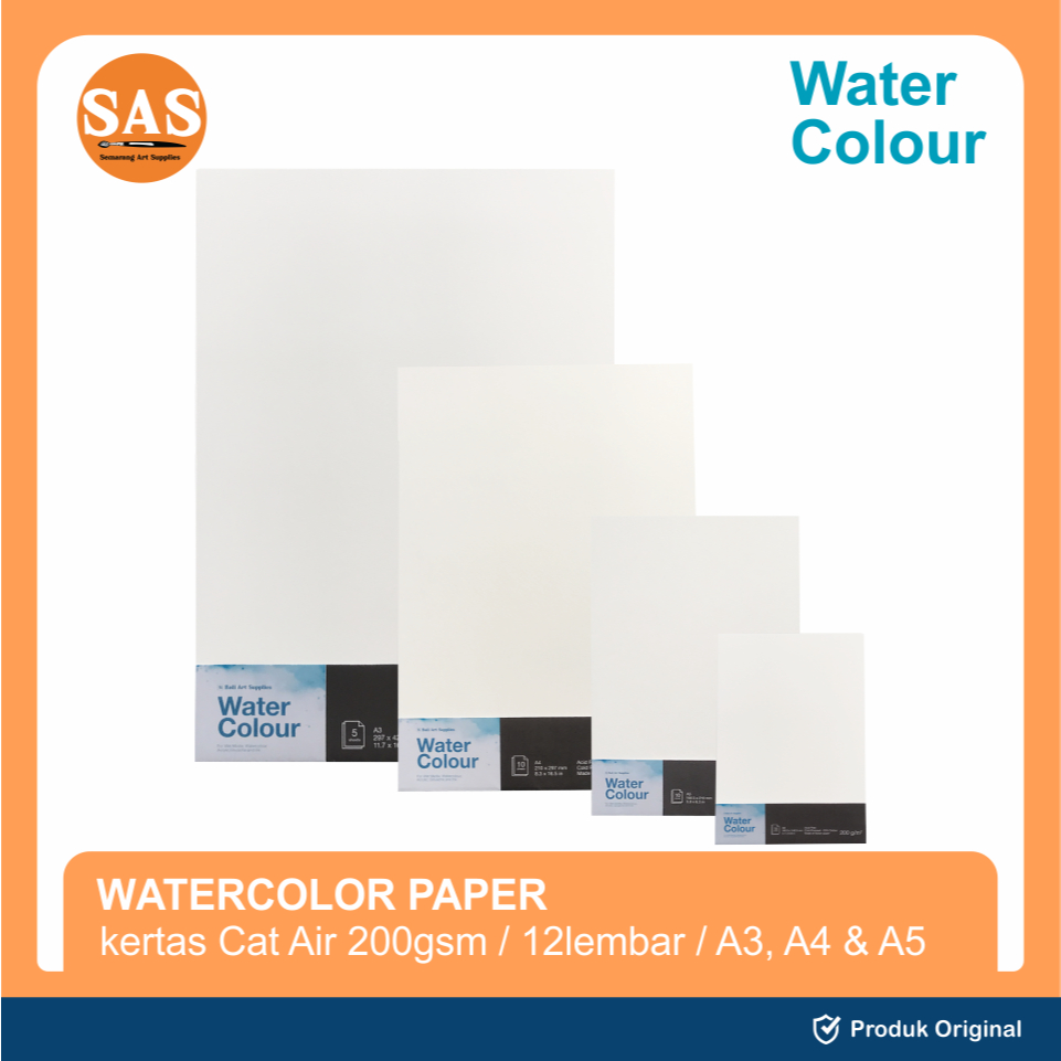 

SAS - Watercolor Paper - 200gr A3, A4, A5 & A6 - Kertas Gambar Cat Air
