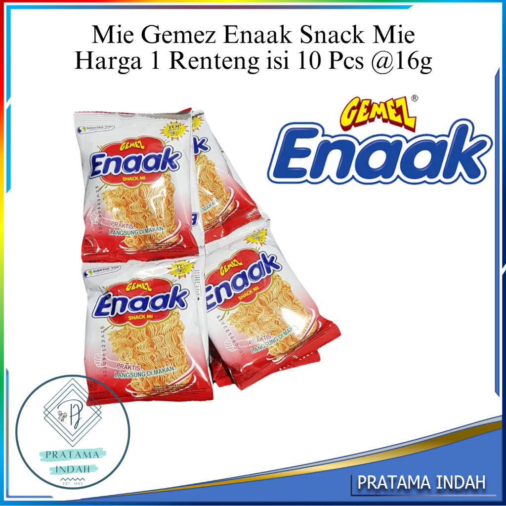

Snack Mi Gemez Enaak Siantar Top 1 Renceng Isi 10 Pcs @16 Gram Cemilan Mie Remes Goreng