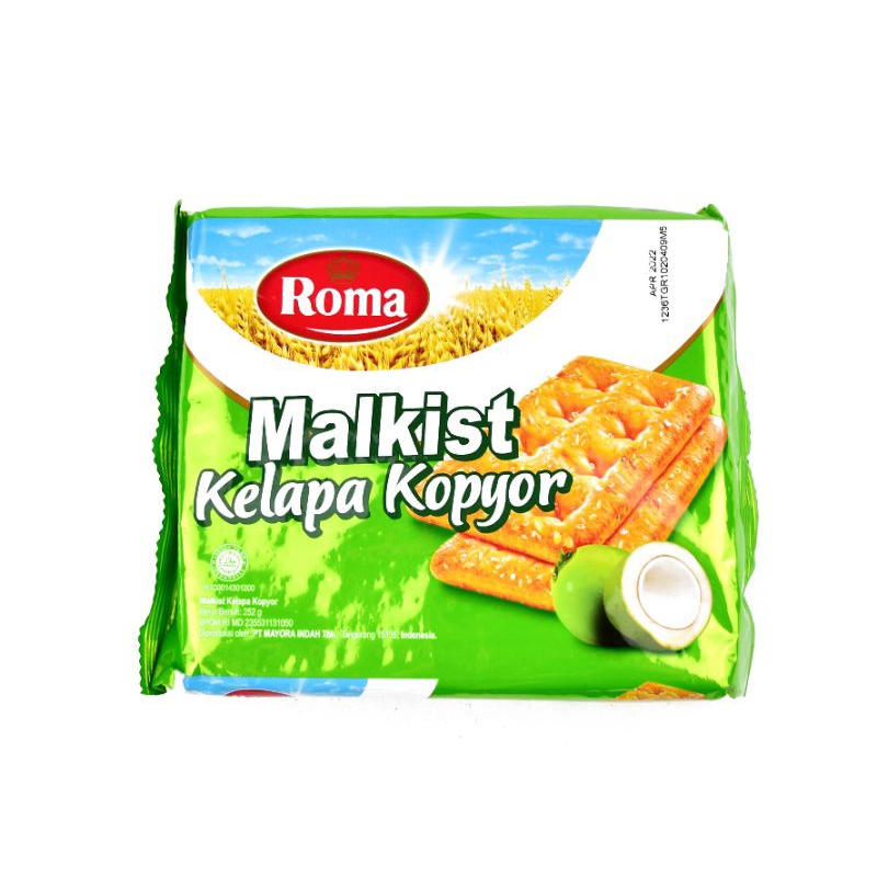 

Roma Malkist Kelapa Kopyor 252gr | Biskuit Malkist Renyah Rasa Kelapa | Camilan Gurih Manis Roma Original