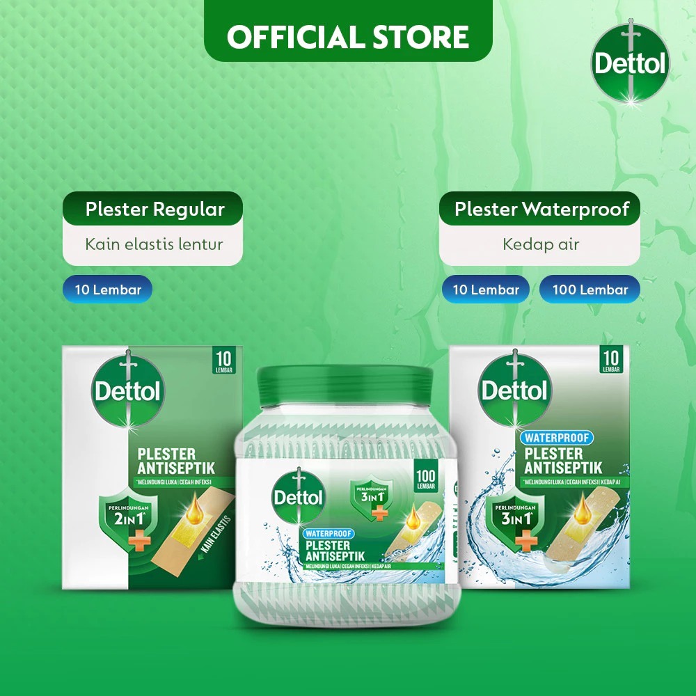 Dettol plester luka antiseptik anti air P3K waterproof / hansaplast/ handi plast / plester luka