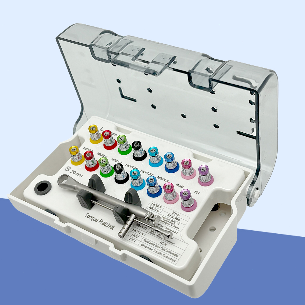 Dental Implant Set Dental Universal Hand Driver with Autoclavable Box Dental Torque Wrench Prostheti
