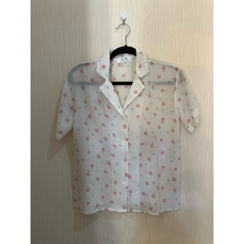 PRELOVED kemeja sheer white pink