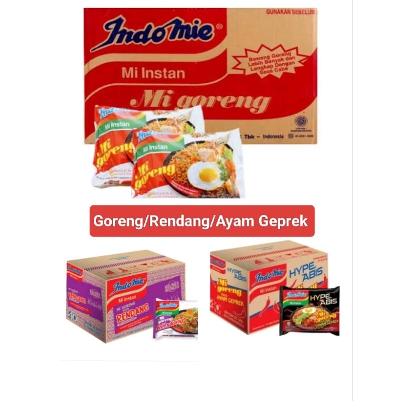 

Mie Goreng INDOMIE Original Dan Rasa Rendang/Ayam Geprek Karton isi 40pcs Bisa Campur Varian