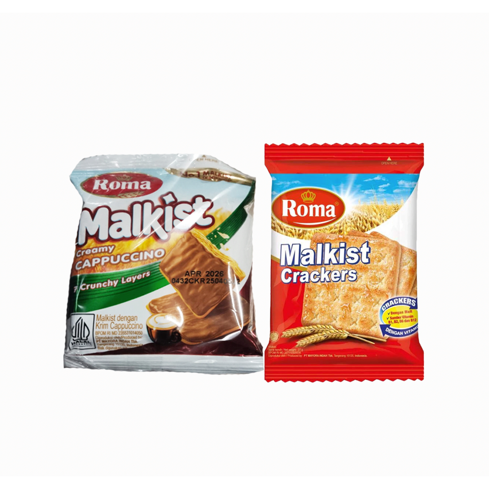 

Roma Malkist Kemasan Renceng 18GR X 10 Sachet - CRACKERS / CAPPUCCINO