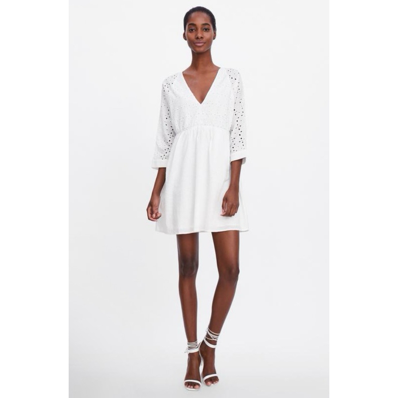 ZARA White Eyelet Mini Dress