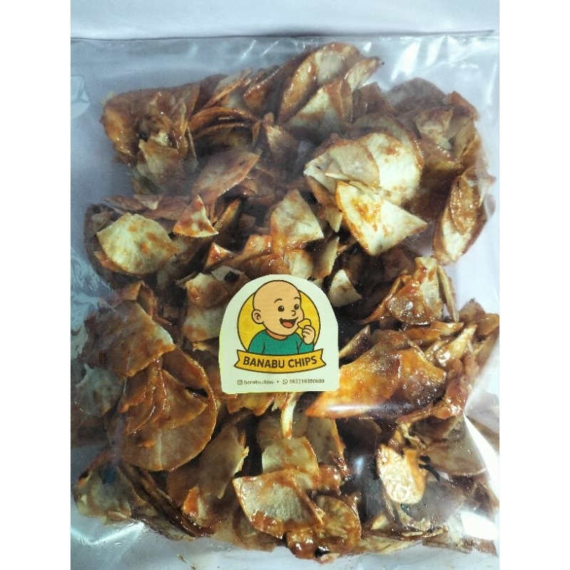 

Keripik Singkong Balado Pedas 250gr Banabu Chips | Cemilan Renyah Manis Pedas Nagih