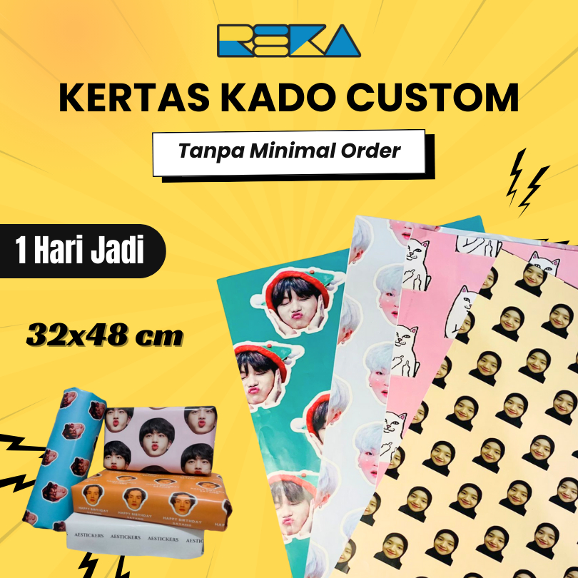 

Kertas Kado Custom Wajah Foto Nama Wrapping Paper Custom Murah Bungkus Kado