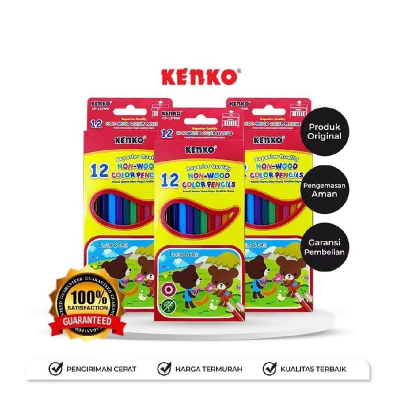 

pensil warna//coloret pencil superior Quality Non-wood kenko CP-12FNW 12 warna murah