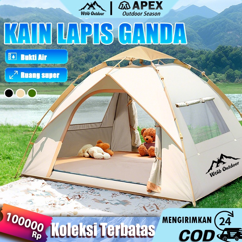 KODE S34U Tenda Camping Double Layer Tenda Otomatis Anti Hujan untuk 4 Musim Tenda Kemah Tahan Air d