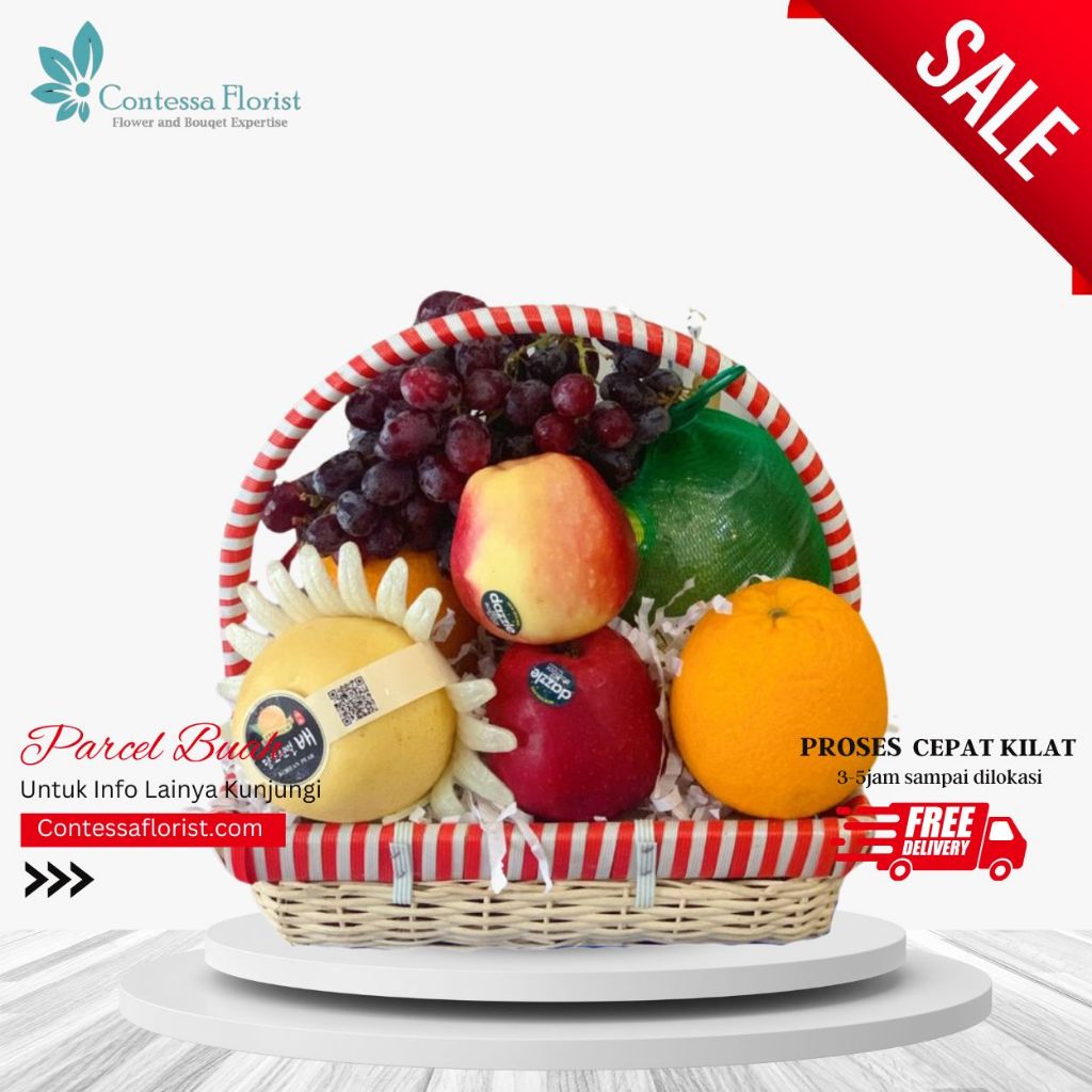 

Parcel Buah / Hampers Premium + Mix Bunga Segar