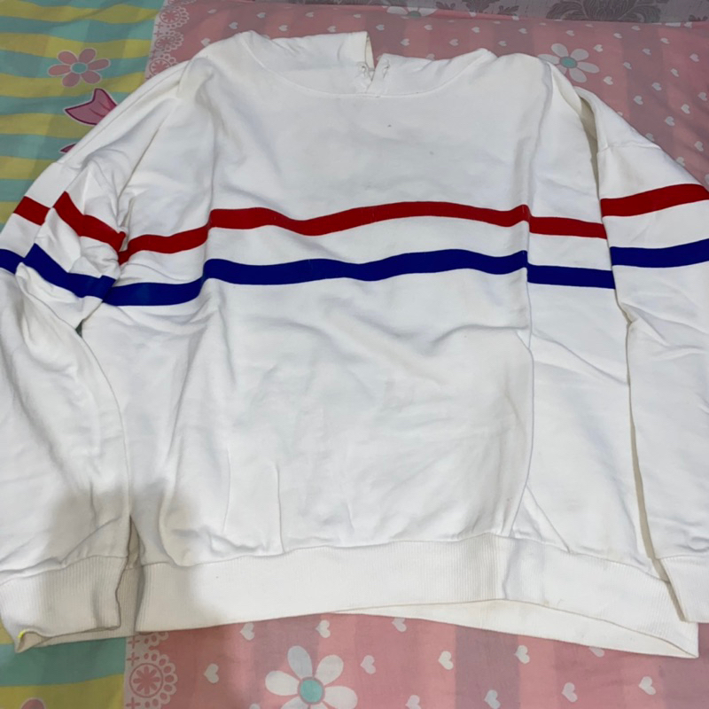 JACKET HOODIE SWEATER KUPLUK PUTIH TALI SERUT STRIPE MERAH BIRU SPORTY WHITE BROKEN WHITE NYMPH BRAN