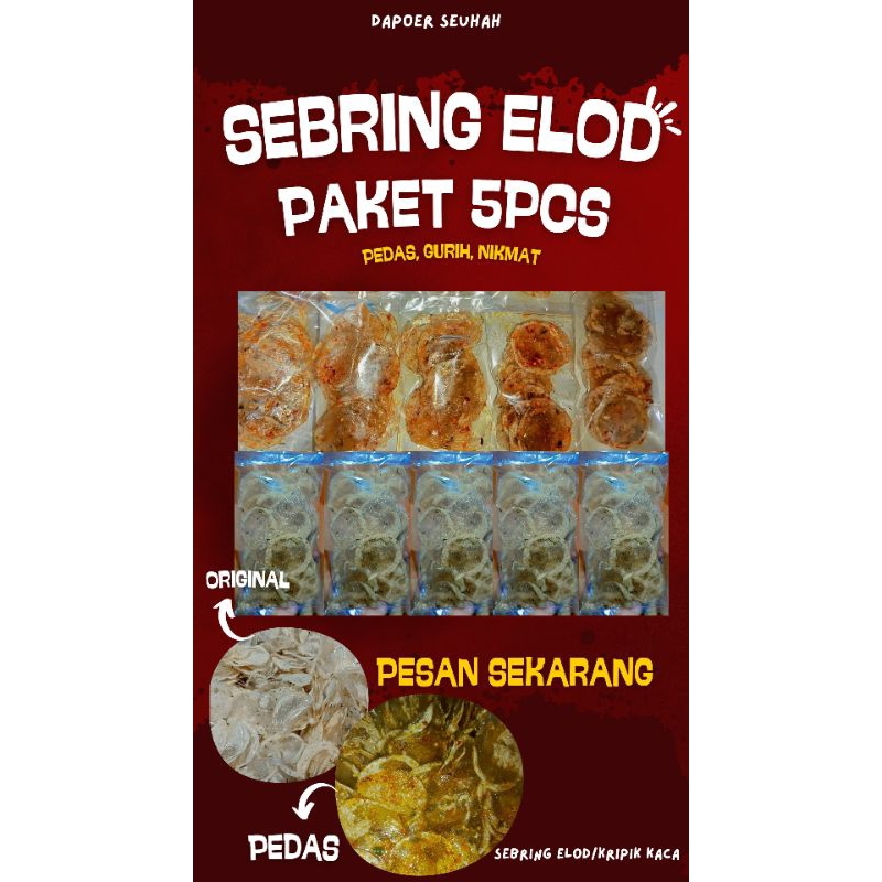 

Sebring elod/kripik kaca/elod kaca paket 5pcs HARGA TERMURAH bikin nagih