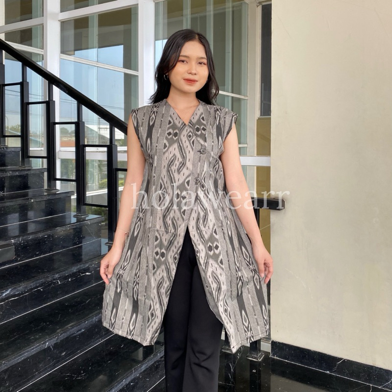 holawearr - Long Cardi Batik Atasan Wanita Outer Batik Panjang Atasan Wanita