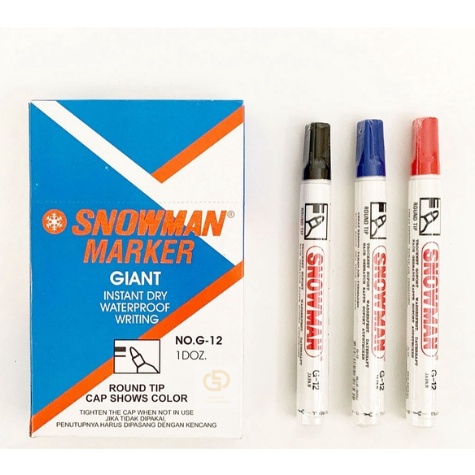 

KODE R52W Spidol Permanent Snowman G12 1 Pack isi 12 Pcs ORIGINAL