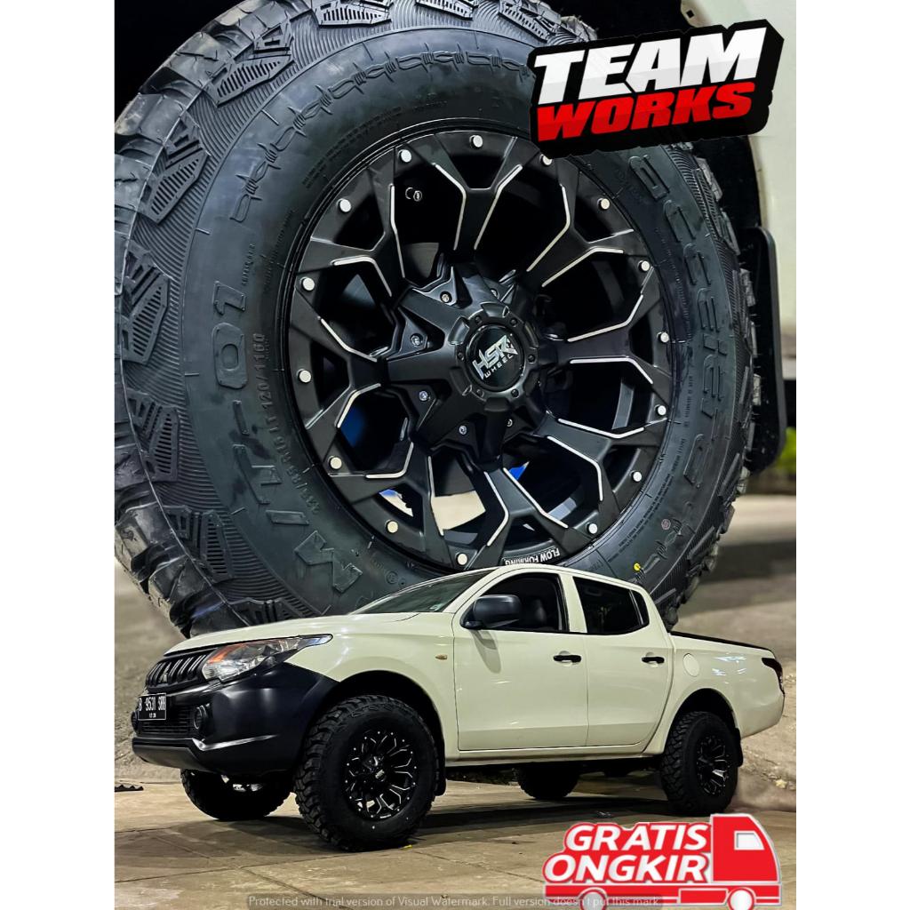 VELG OFROAD TYPE HSR GOKU RING 16 LEBAR 8 LUBANG 6X139,7 ET0 BLACK PELEK MOBIL HILUX DOUBLE