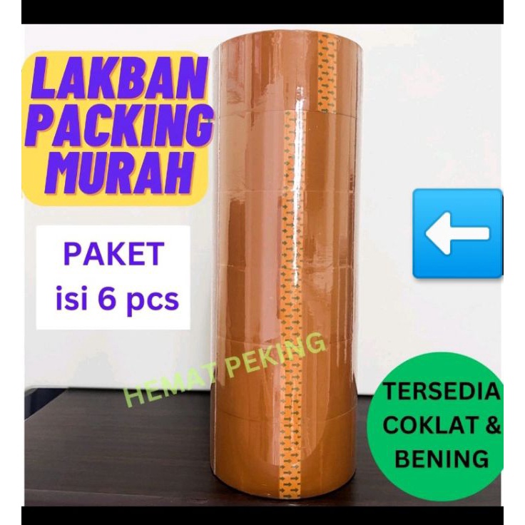 

Lakban Packing Murah Paket 6 pcs Bening Transparan Coklat