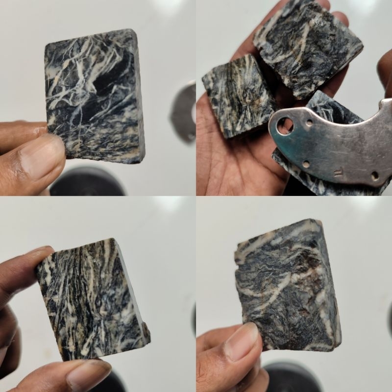 Badar besi abstrak / Batu akik badar besi/ badar besi loreng hitam putih