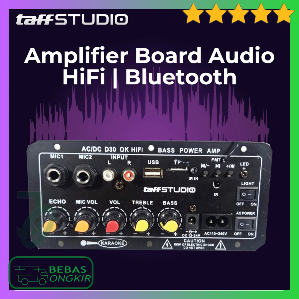 Modul Amplifier Board Speaker Aktif 35W Audio Bluetooth USB Subwoofer DC 12-24V TaffSTUDIO D30