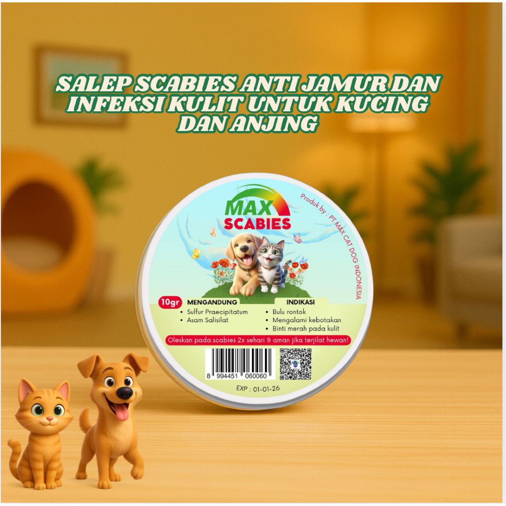 SALEP SCABIES KUCING AMPUH MAX SCABIES SALEP 10 GR, SALEP SCABIES, JAMUR, INFEKSI KULIT TERBAIK