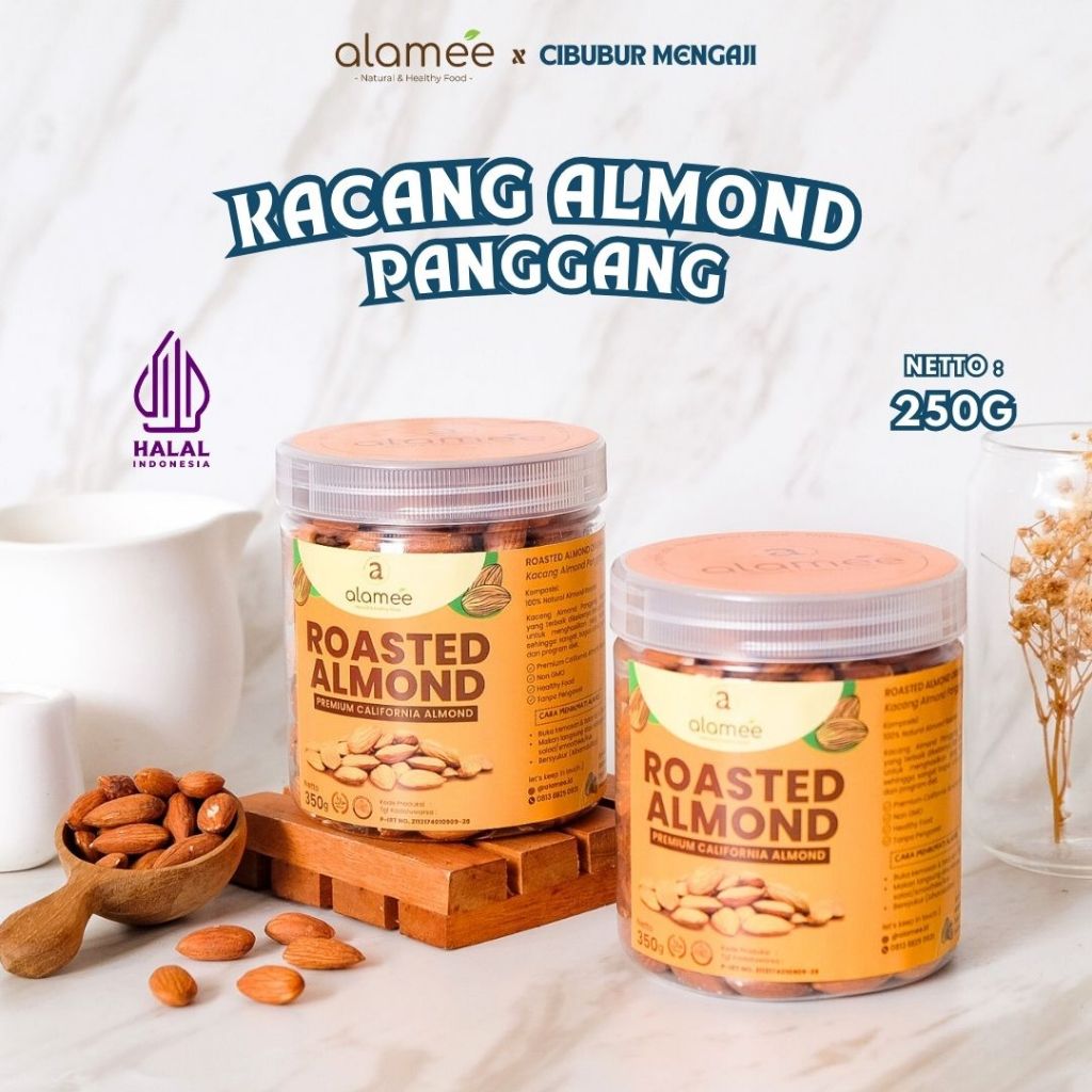 

ALAMEE Kacang Almond Panggang Kupas 350gr Almond Roast Roasted Grade A Premium California