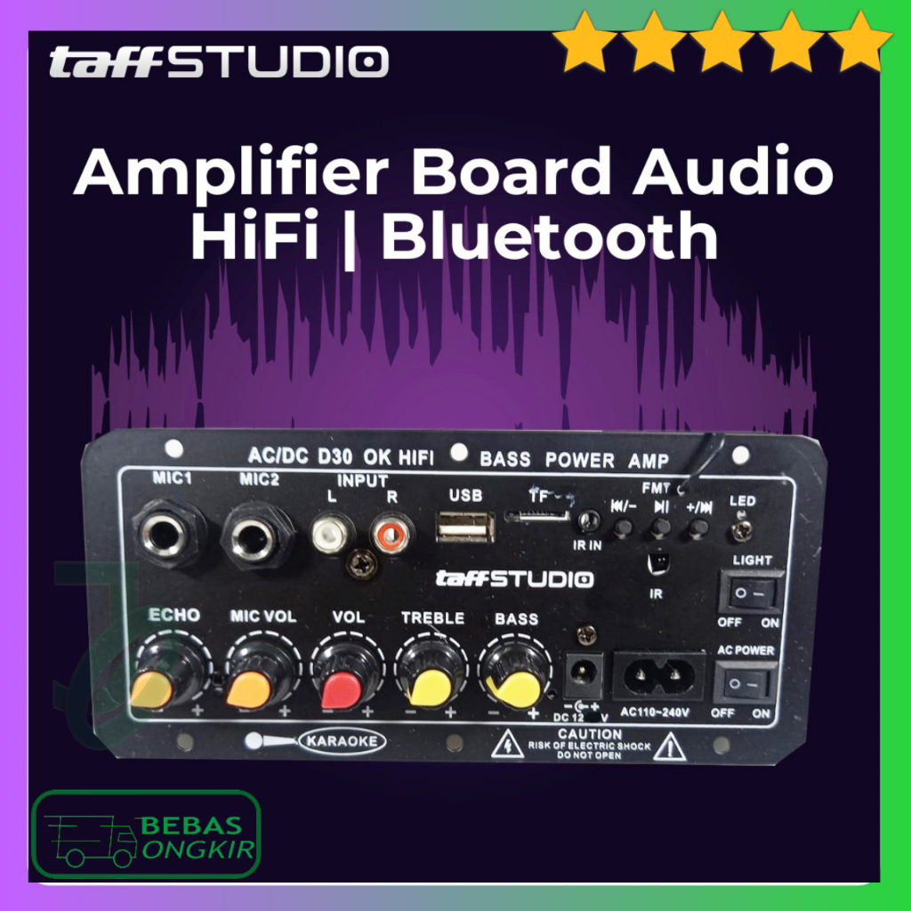 Modul Amplifier Board Speaker Aktif 25W Audio Bluetooth USB Subwoofer DC 12V TaffSTUDIO D30