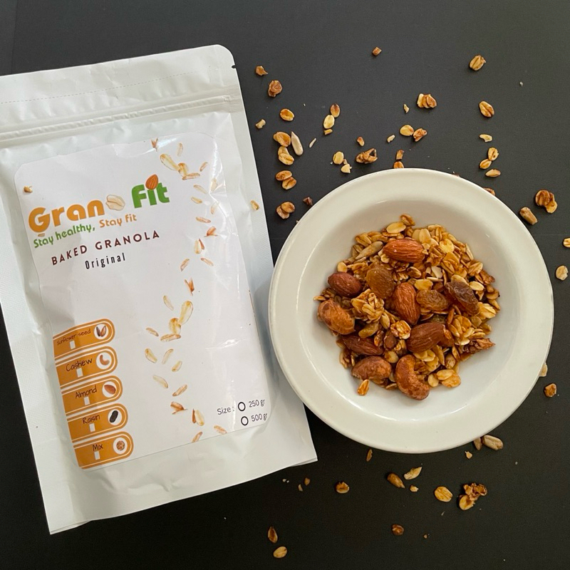 

Granola GranoFit 250g / 500g - Cemilan Diet Sehat, Oat, Almond, mede, Madu