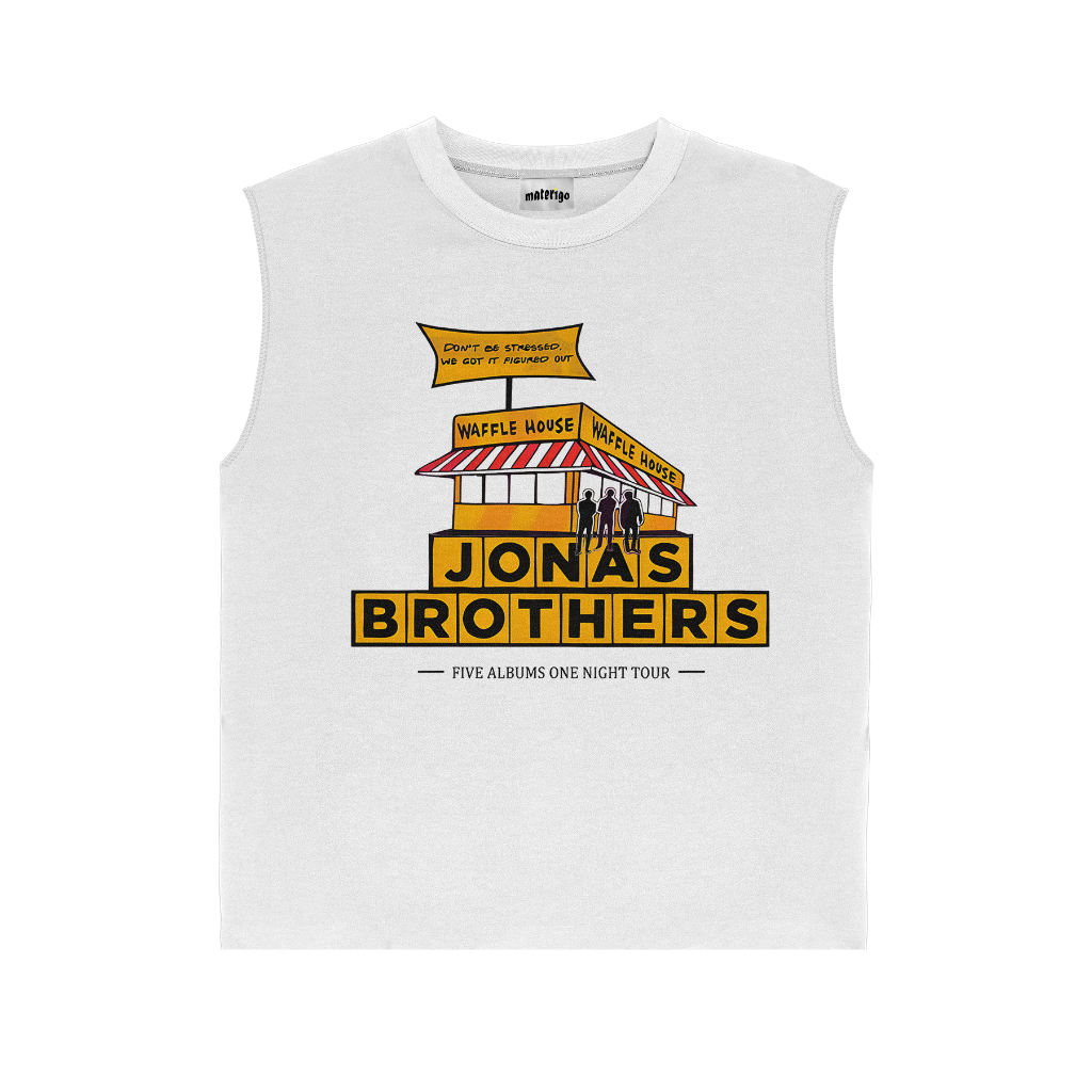 SINGLET JONAS BROTHER FIVE ALBUMS ONE NIGHT TOUR | BAND METAL MUSIK ROCK | SLEEVELESS | GRUNGE | T-S