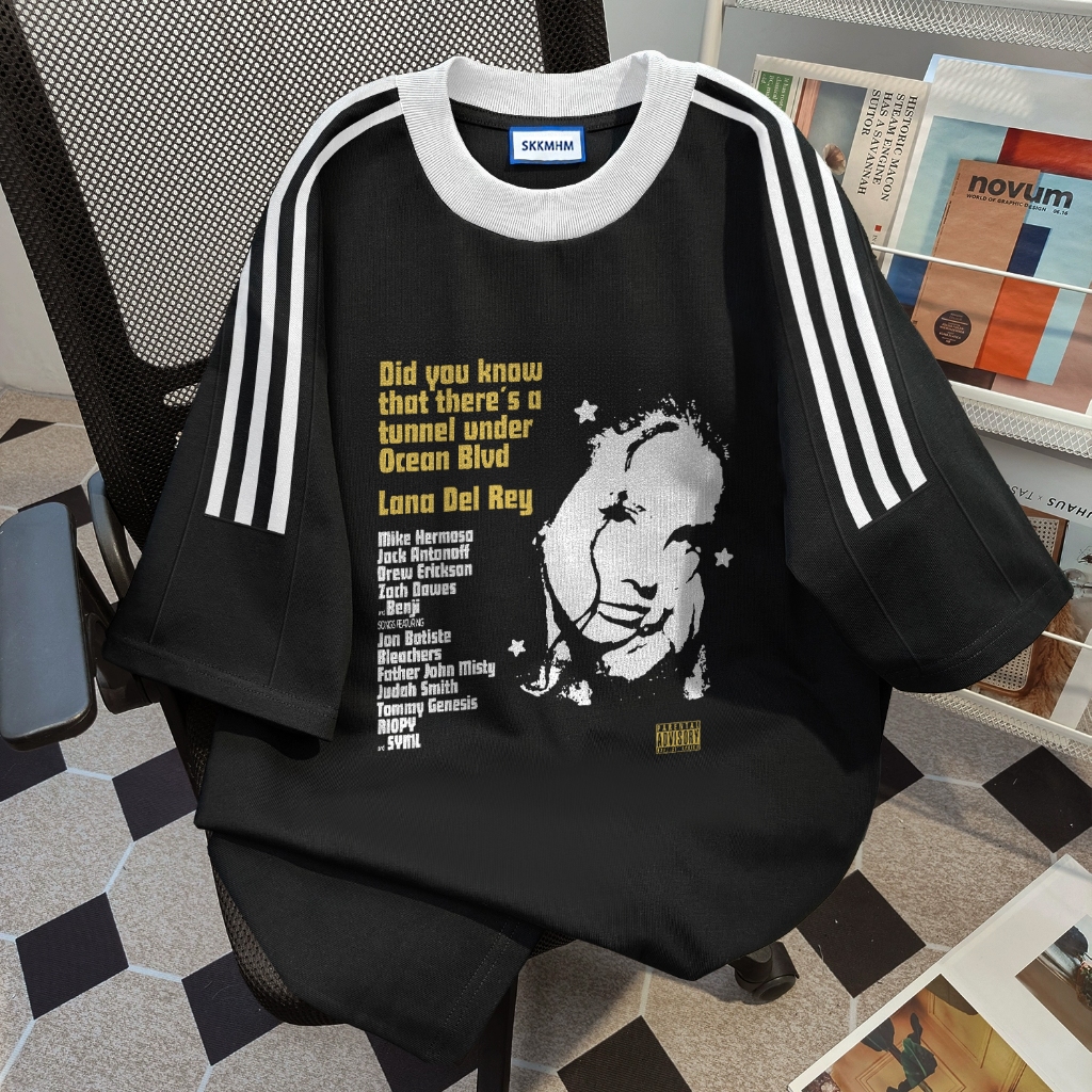 SEZO Baju Wanita Putih Black Kaos Premium Lengan Pendek Oversize Penyanyi tahun 90-an Lana Del Rey A