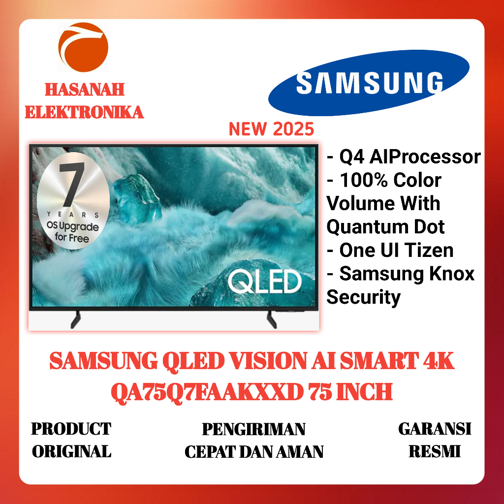 SAMSUNG QA75Q7F QLED 4K SMART TV 75 INCH | QLED 75 INCH | QA75Q7 | 75Q7F | QA75Q7FAAKXXD VISION AI S