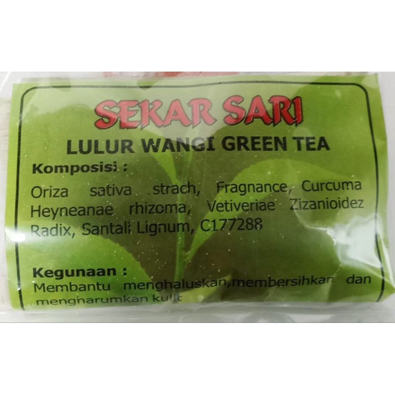 LULUR WANGI GREEN TEA SEKAR SARI ASLI KERATON SOLO ISI 10 SACHETS