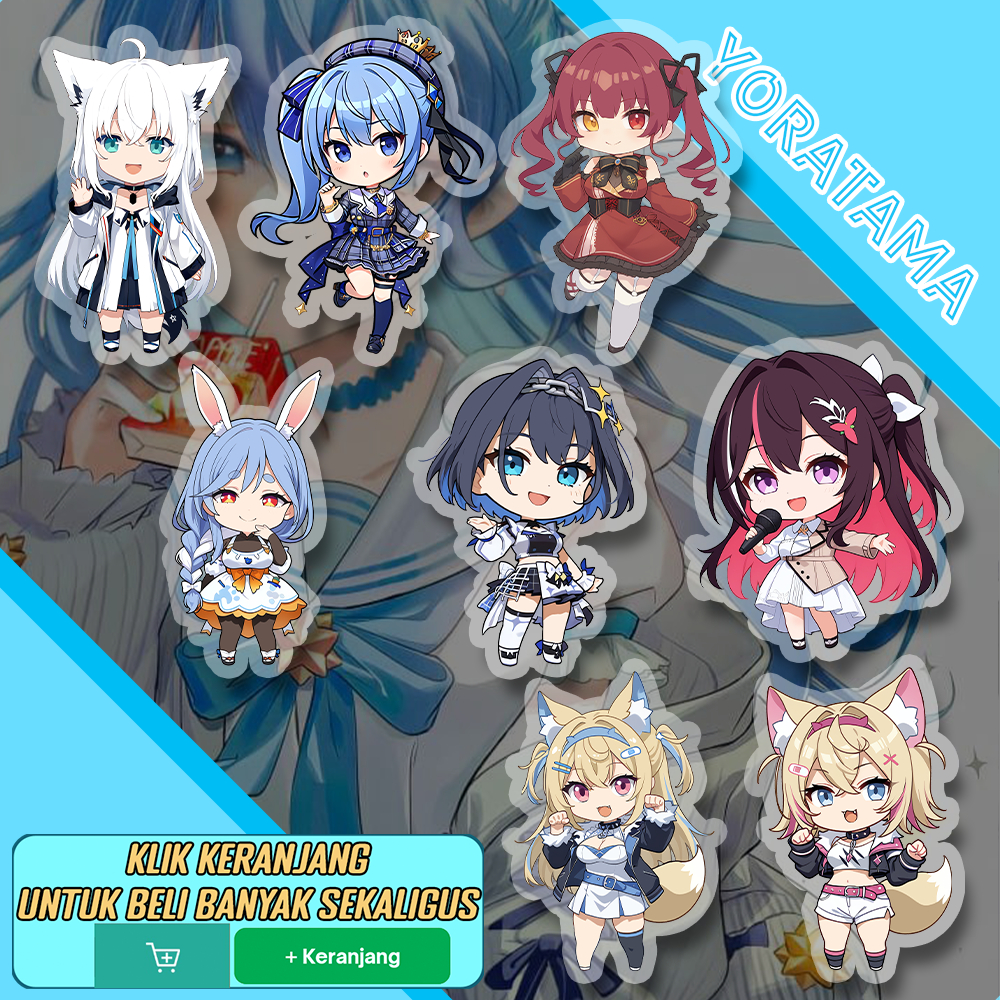 Gantungan Kunci Hololive Suisei Aqua Towa Gura Fubuki, Keychain Anime Lucu