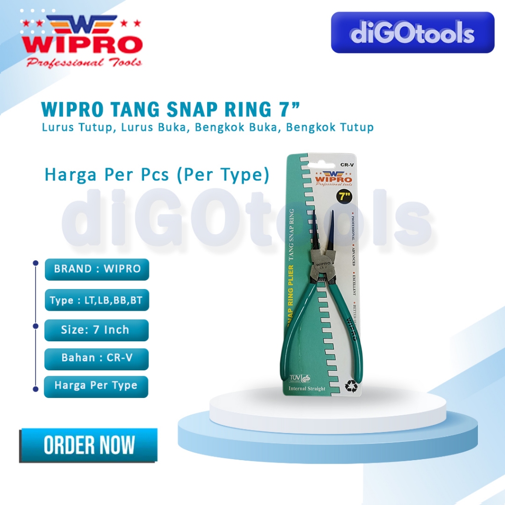 Wipto Tang Snap Ring 7" Bengkok Buka, Bengkok Tutup, Lurus Buka, Lurus Tutup - Tang Snap Ring Pliers