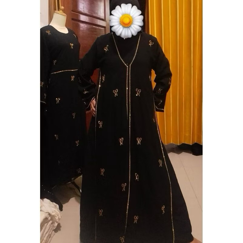 Abaya Pita Mata Swaroski Gamis Dubai Murah Maxy Dress Saudi Pakaian Wanita Busana Muslim Ibu Dan Ana