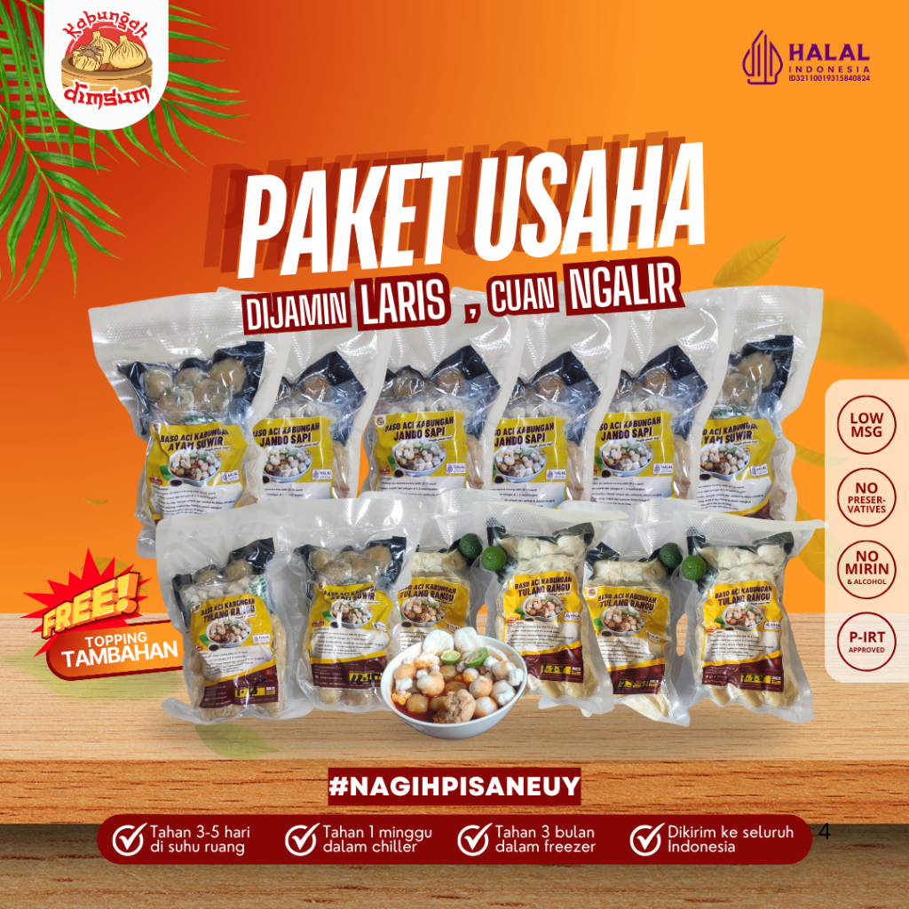 

PAKET USAHA BASO ACI KABUNGAH ENAK PEDAS HALAL HOMEMADE BERKUALITAS FROZEN FOOD MIX ISIAN BAKSO ACII