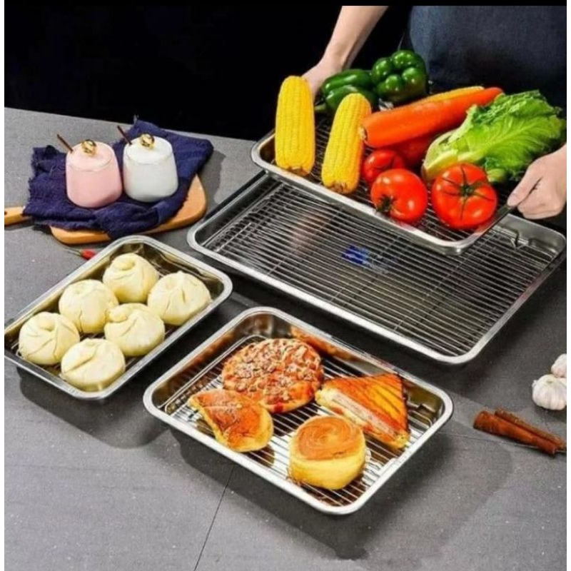 set  cooling rak peniris makanan / alat peniris rak nampan gorengan Stainless