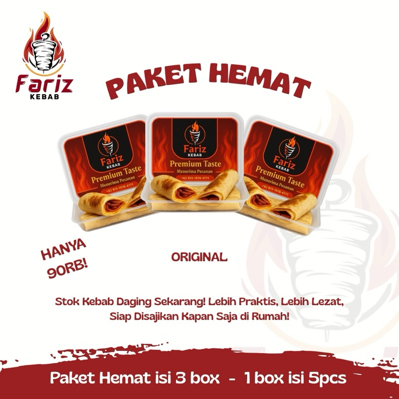 

Kebab Frozen - Paket Hemat 15 Pcs | Cuma 90Rb!