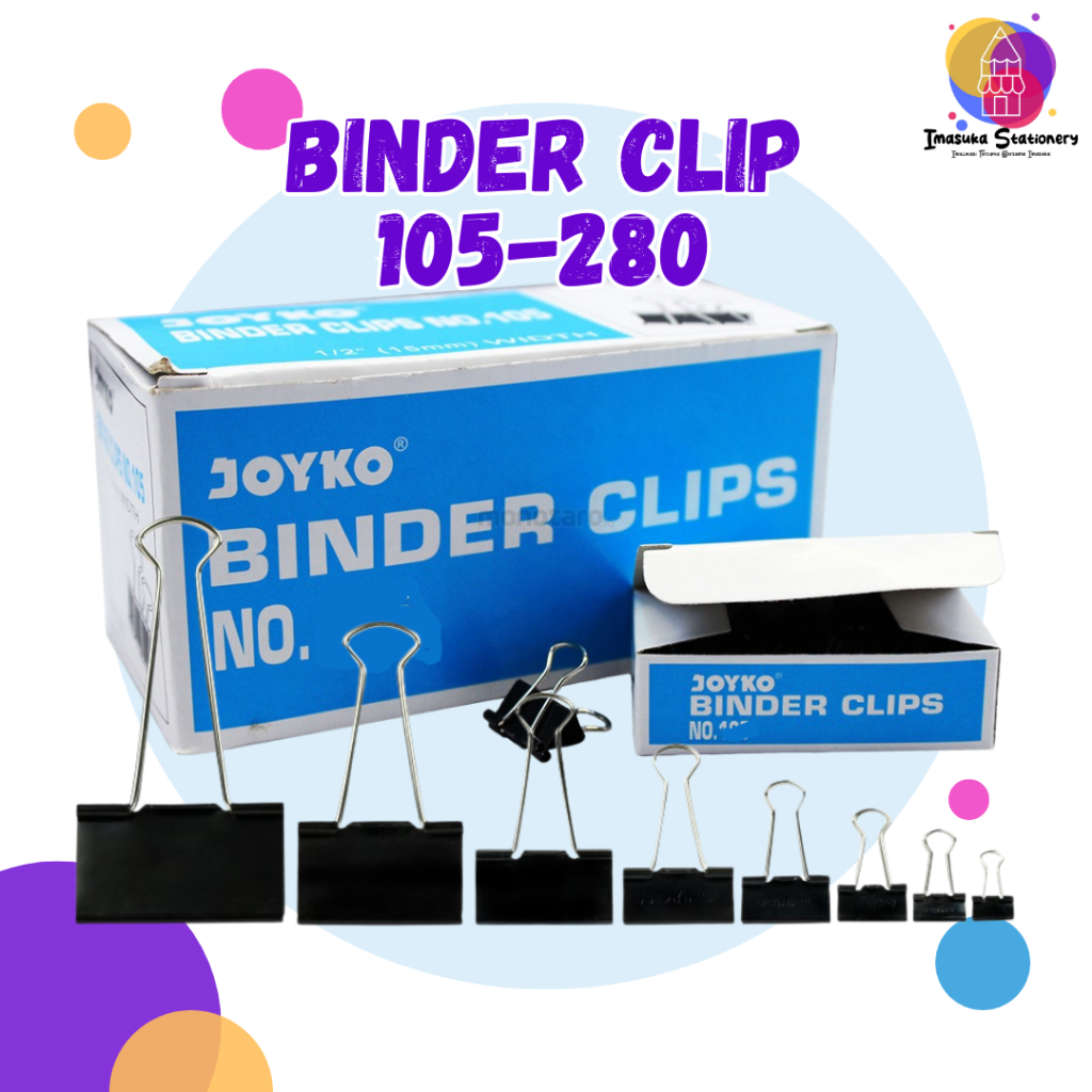 

Binder Clip Klip Penjepit Kertas Joyko 105 107 111 155 200 260 280 (Pack) Imasuka Stationery