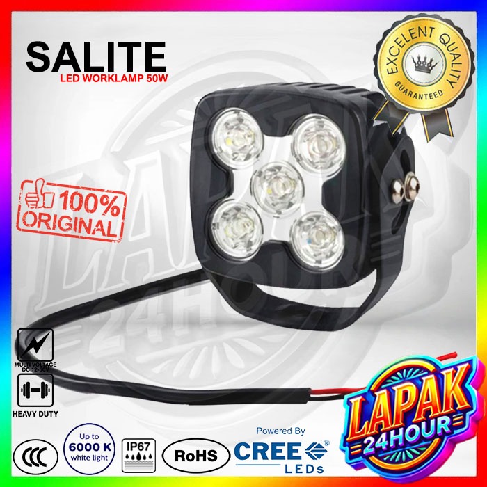 Lampu sorot Work Light 50W, Lampu Kerja Sorot 5 Mata Tebal, LED Worklamp 50 Watt