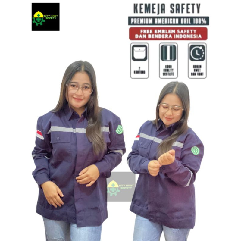 KEMEJA SAPETY PERPADUAN BAHAN NYALA 3M