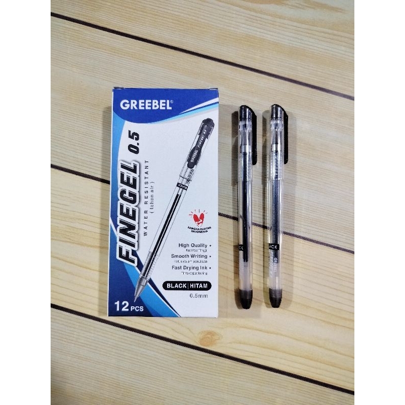 

(LUSIN) PENA / PULPEN / GELPEN GREEBEL FINEGEL 0,5 MM HITAM (MIN. ORDER 3 LUSIN)