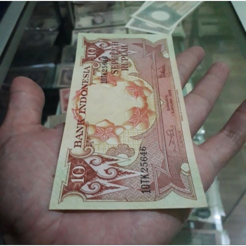 uang kuno 10 rupiah bunga 1959