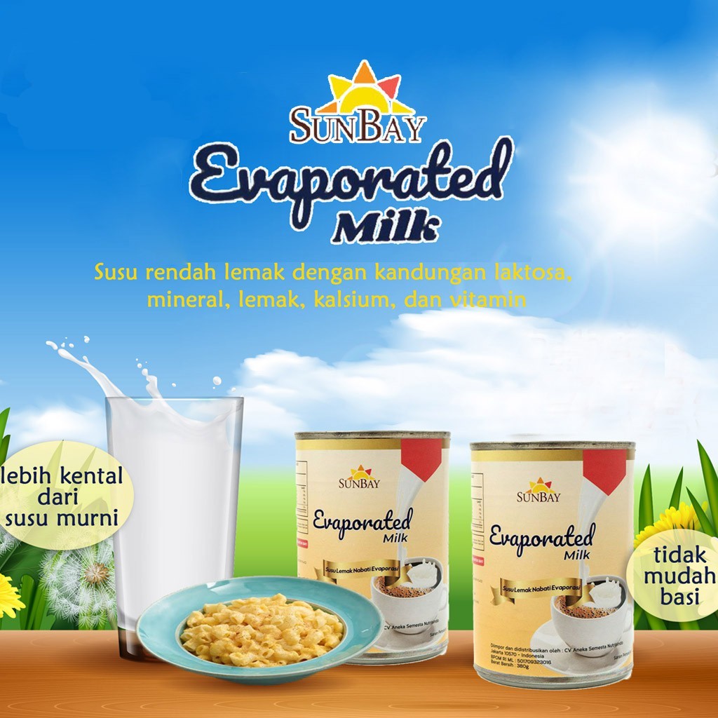 

Sunbay Susu Evaporated 380gr / Susu Evaporasi Sunbay