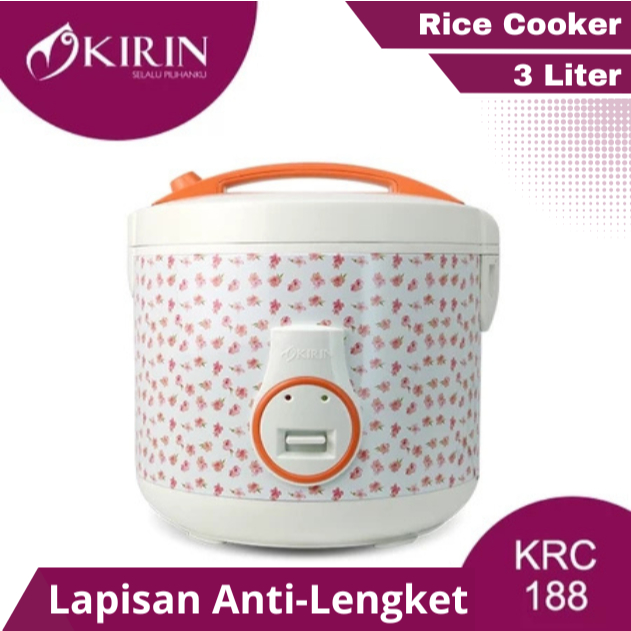 KIRIN RICE COOKER 3 LITER KRC-188 NEW / MAGIC COM KIRIN 3 LITER ANTI LENGKET