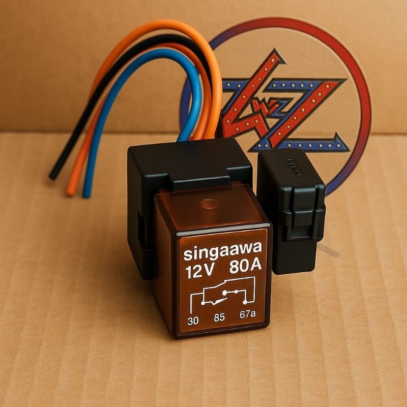 Relay 4 Kaki 12V 80A + Soket +sekring – Untuk Klakson & Lampu Tembak | Tahan Air & Panas