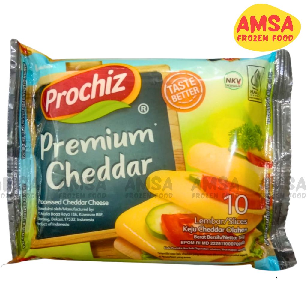 

Keju PROCHIZ Cheddar Slice 10's 160 GR
